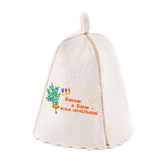 Шапка для сауни з вишивкою 'Віник у лазні - всім начальник ! ', Saunapro