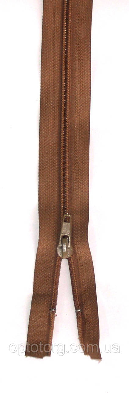 Спіральна блискавка Темно бежева 55см Тип 5 роз'ємна пластикова з одним бігунком