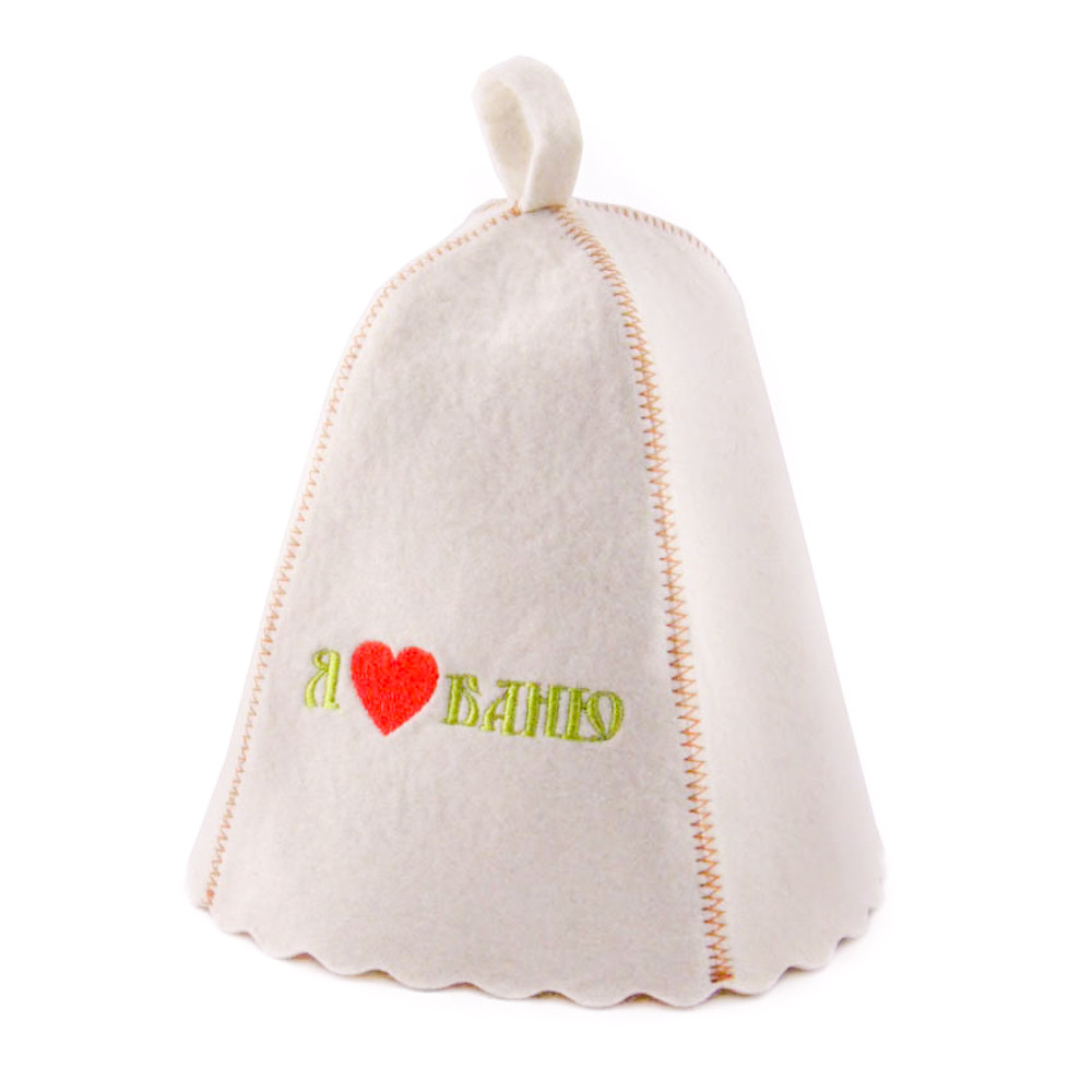 Шапка для сауни з вишивкою 'Я люблю баню', Saunapro