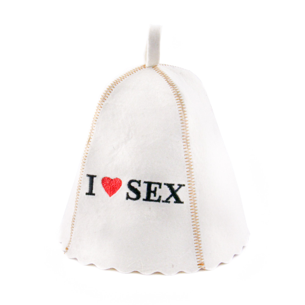 Шапка для сауни з вишивкою "I love sex", Saunapro