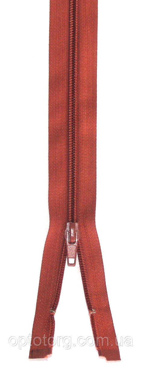 Спіральна блискавка Темно руда 70см Тип 5 роз'ємна з одним бігунком