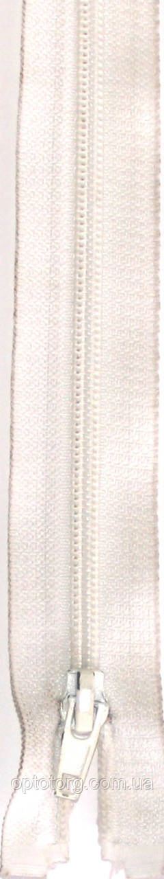 Спіральна блискавка Біла 65см Тип 5 розьемна з одним бігунком