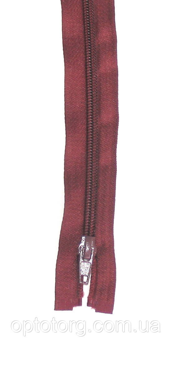 Спіральна блискавка Бордова 65см Тип 5 розьемна з одним бігунком