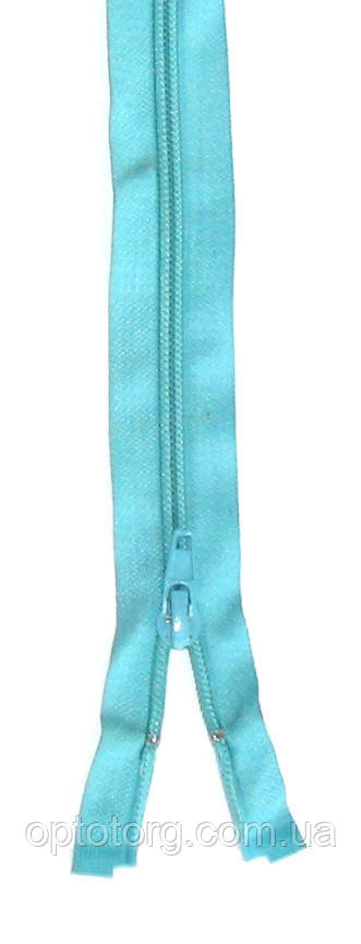 Спіральна блискавка Світла бірюза 70см Тип 5 роз'ємна з одним бігунком