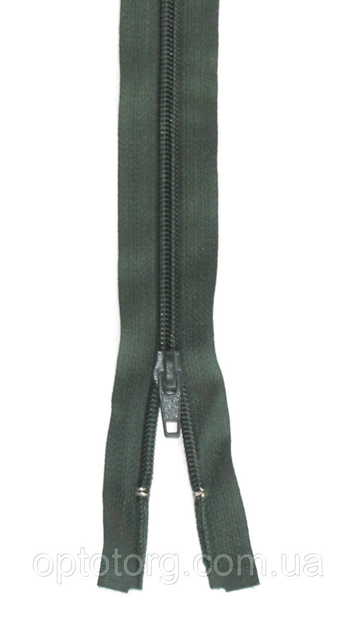 Спіральна блискавка Темно зелена 60см Тип 5 роз'ємна з одним бігунком