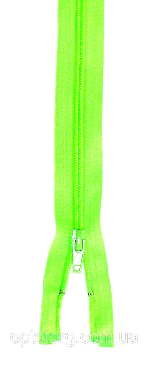 Спіральна блискавка Салатова 75см Тип 5 роз'ємна з одним бігунком