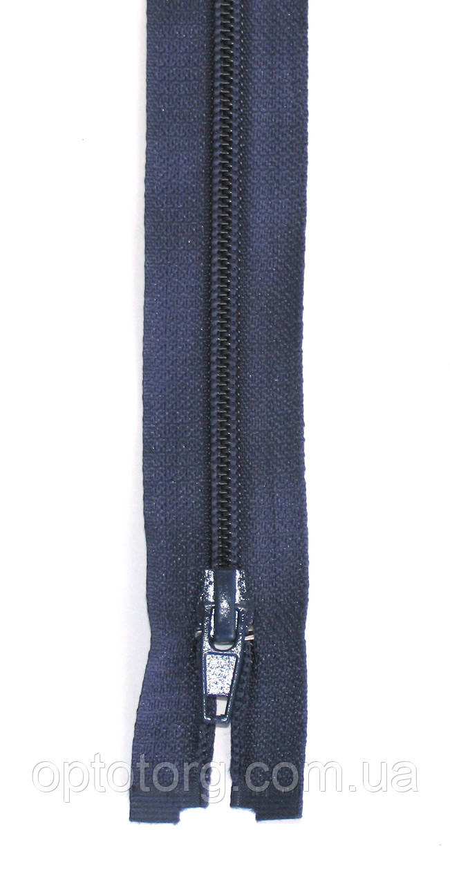 Спіральна блискавка Темно синя 60см Тип 5 роз'ємна з одним бігунком