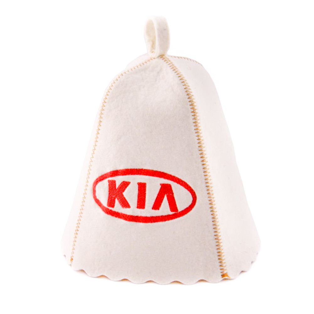 Шапка для сауни з вишивкою ' Kia (КІА)' (світло-сірий повсть), Saunapro