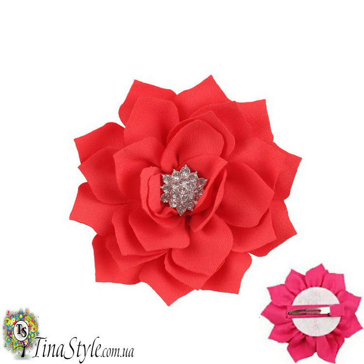 Шпилька дитяча Червона Квітка червоний колір Королева для дня народження на рік, фото 1