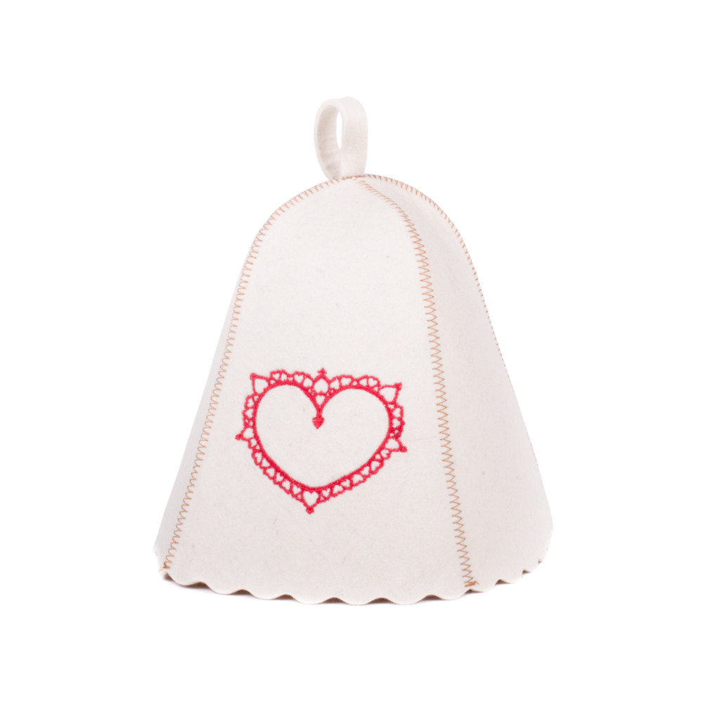 Шапка для сауни з вишивкою Сердечко, Saunapro