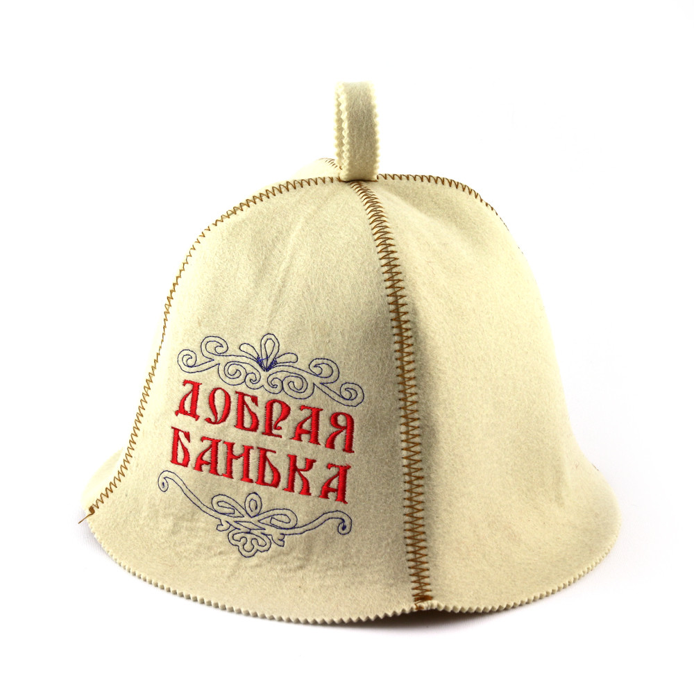 Шапка для сауни (біла), Добра банька 2, штучне хутро, Saunapro