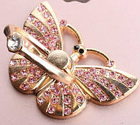 Держатель кольцо со стразами, подставка для телефона, бабочка розовый