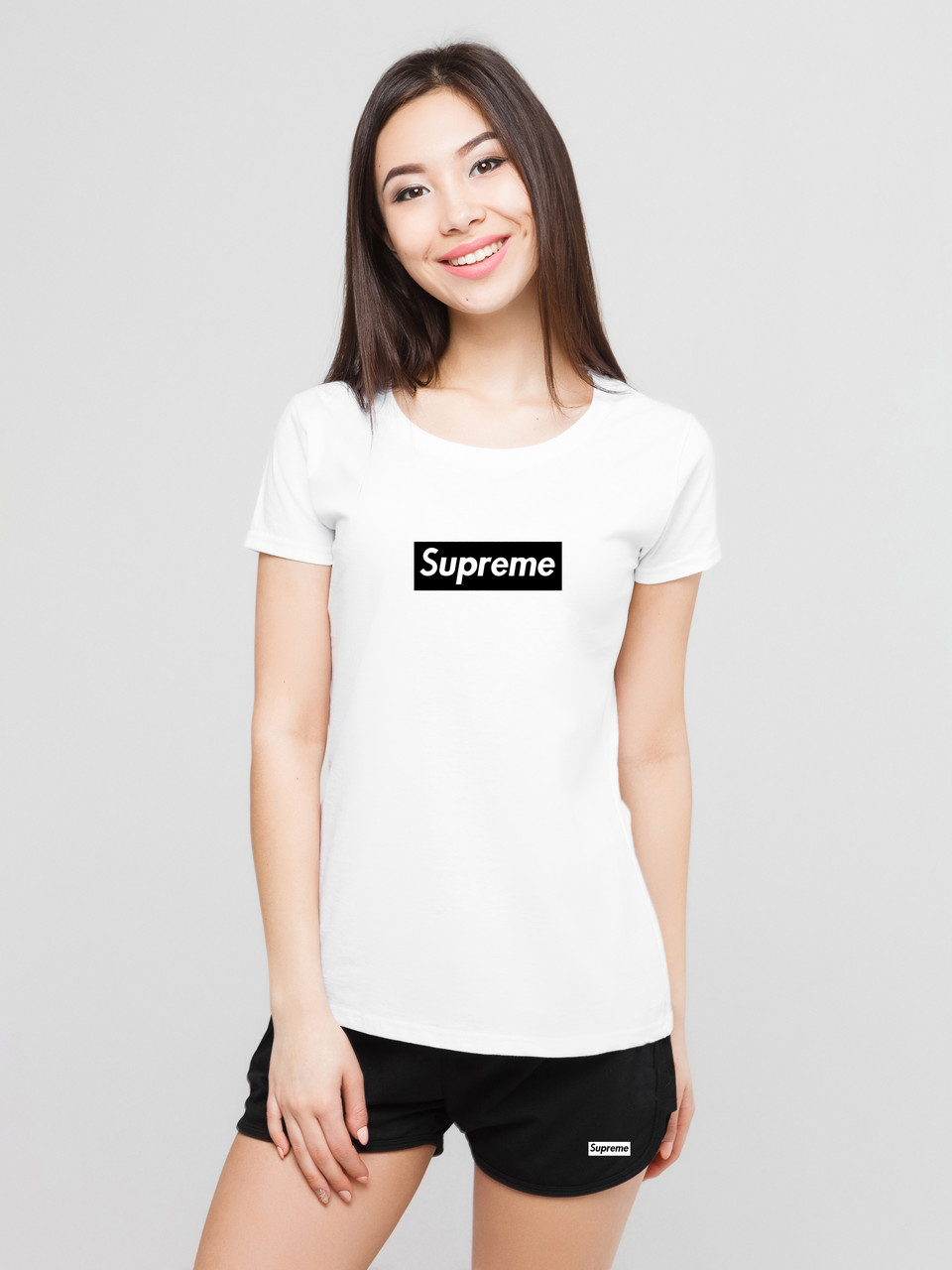 Жіночий комплект Supreme футболка + шорти, суприм