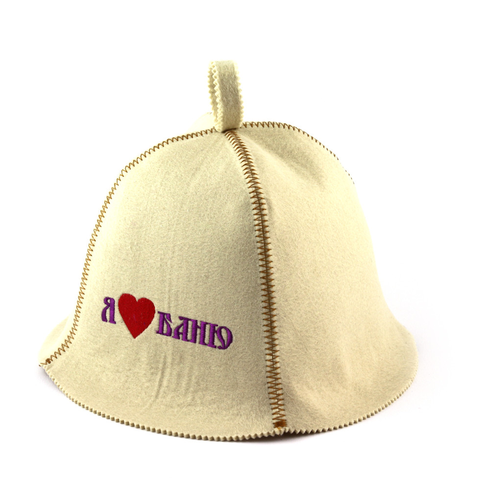 Шапка для сауни (біла), Я люблю баню, штучне хутро, Saunapro