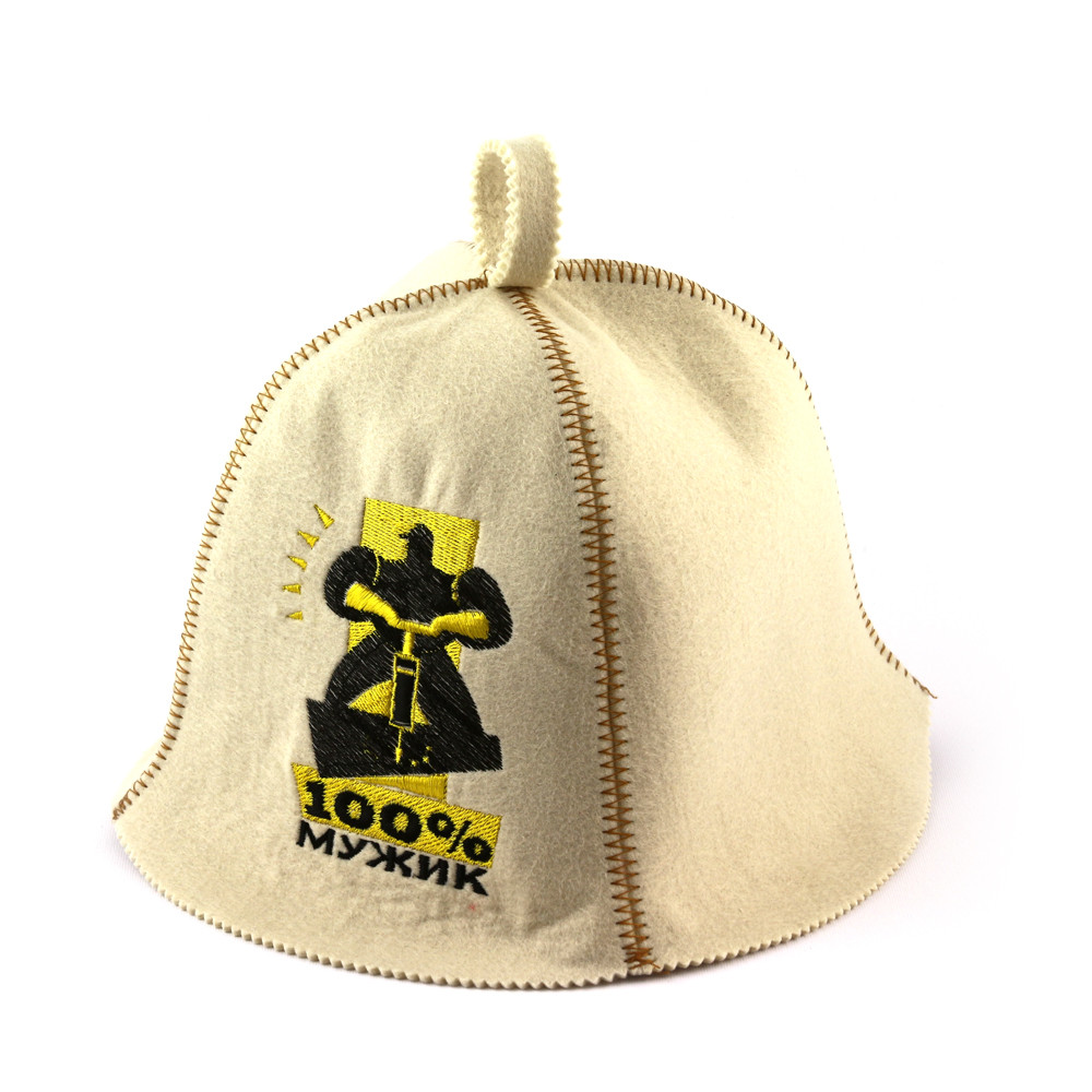 Шапка для сауни (біла), 100% мужик, штучне хутро, Saunapro