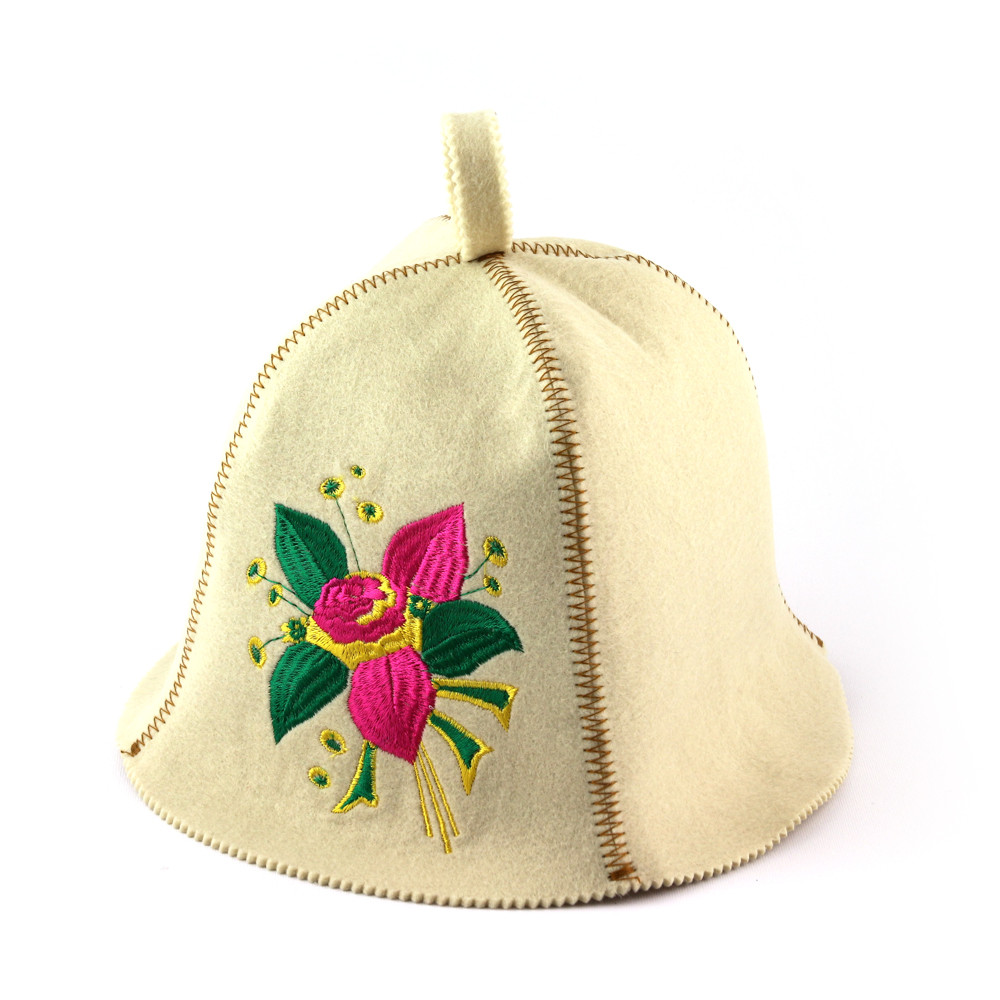 Шапка для сауни (біла), Квітка, штучне хутро, Saunapro