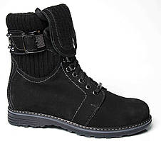 Зимові жіночі черевики "Mida". Чорні. Натуральний нубук
