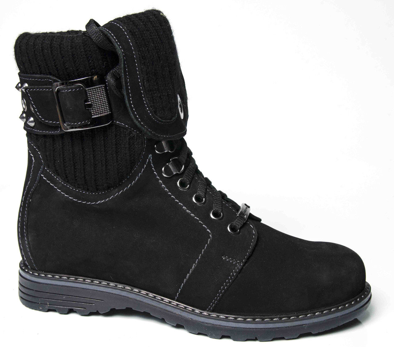 Зимові жіночі черевики "Mida". Чорні. Натуральний нубук