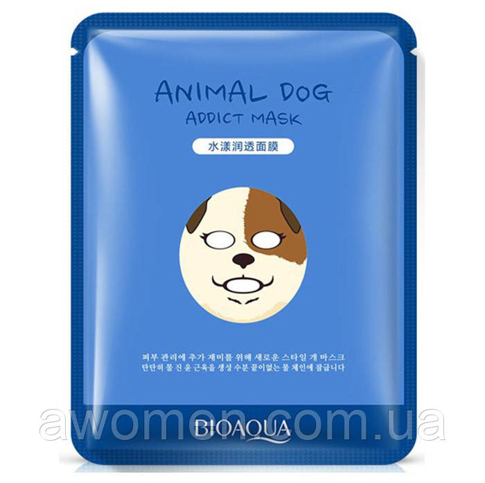 Зволожувальна тканинна маска для обличчя з принтом Собачка BIOAQUA Animal Dog Addict Mask