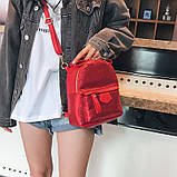 Рюкзак жіночий блискучий з екошкіри міні (червоний), фото 3