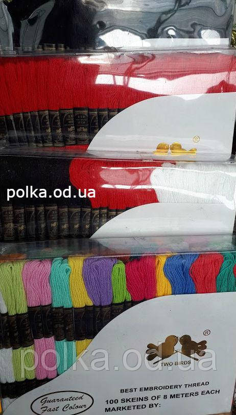 Нитки "Муліне" червоні, чорні, білі (1 уп = 100 штук одного кольору), фото 1