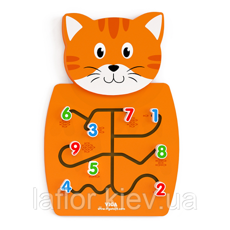 Іграшка настінна бизиборд Viga Toys Кіт з цифрами, фото 2