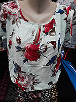 Женская летняя блузка с цветочным принтом и пуговицами на спине