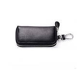 Ключниця кишенькова на блискавці з натуральної шкіри KEDANISON, з карабінами під ключі, фото 2