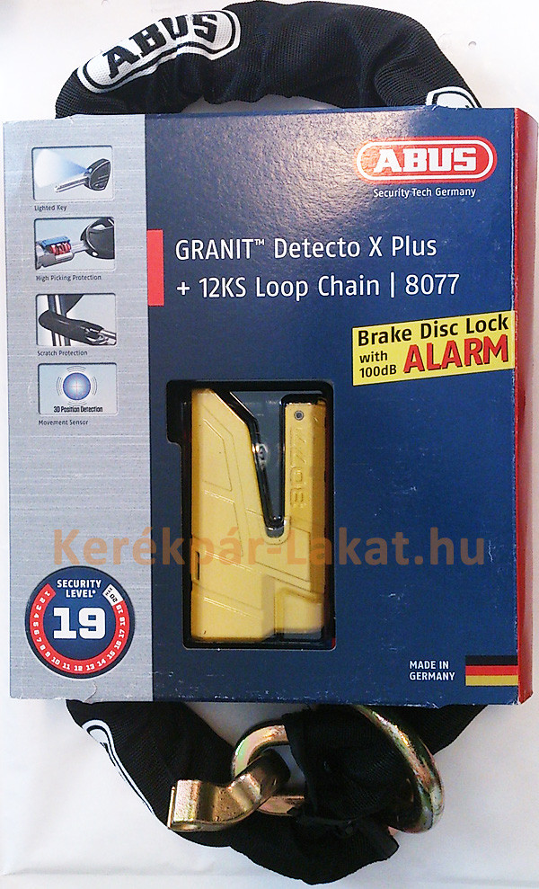 Ланцюг з замком ABUS 8077/12KS120 Granit Detecto X-Plus YELLOW