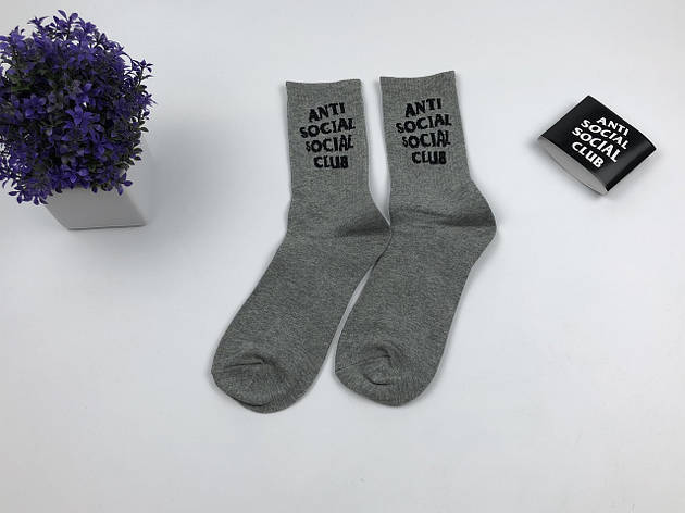 Шкарпетки Високі Жіночі Чоловічі Anti Social Social Club ASSC Сірі 37-45, фото 1
