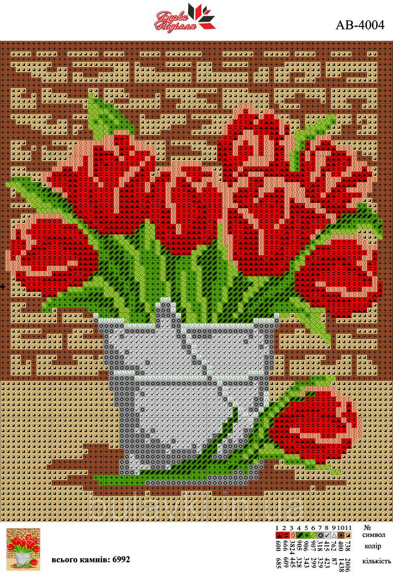 Алмазна вишивка АВ 4004 Тюльпани (повна зашивання)