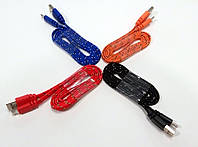 Кабель microUSB тканинний (матірчасте обплетення)