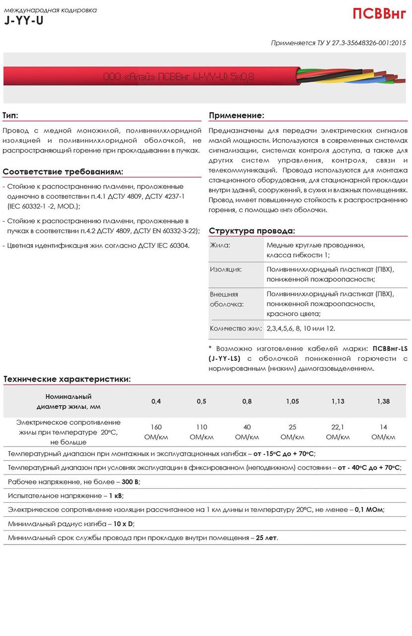 ПСВІВ нг-LS (J-Y(St)Y-LS) 10х0,4мм