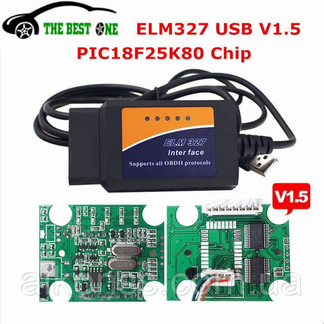 Сканер USB ELM327 V1,5 OBD2 адаптер PIC18F25K80 - фото 1 - id-p176303115