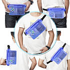Водонепроникна сумка для смартфона та документів на пояс Waterproof Bag синя, фото 10