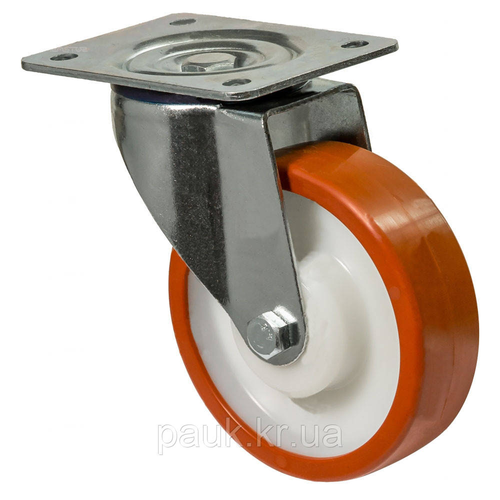 Колесо 6302-N-100-P, Ø 100 мм, 63 Norma, колесо поворотне з кронштейном, підшипник ковзання, вантажне колесо з поліамідною шиною, фото 1