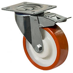 Колесо 6304-N-080-P, Ø 80 мм, 63 Norma, колесо поворотне з гальмом, колесо з підшипником ковзання, поліамідне колесо з втулкою