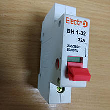 Вимикач навантаження ВН1-32 1 полюс 20A 230B/Вим. нав. ВН1-32 1 полюс 20A 230B ElectrO (шт)