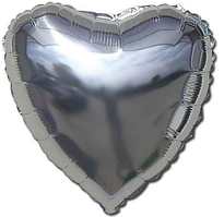 Куля-серце фольгована, Срібло  45 см (18 дюймів)