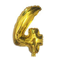 Куля фольгована цифра "4", ЗОЛОТО — 35 см (14 дюймів)