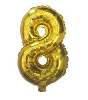 Куля фольгована цифра "8", ЗОЛОТО — 35 см (14 дюймів)