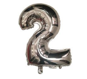 Куля фольгована цифра "2", Срібло 35 см (14 дюймів)