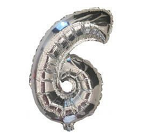 Куля фольгована цифра "6", Срібло  35 см (14 дюймів)