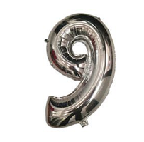 Куля фольгована цифра "9", Срібло 35 см (14 дюймів)