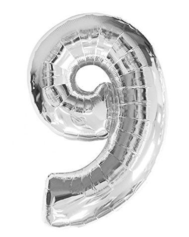 Куля фольгована цифра "9", Срібло 70 см (30 дюймів)