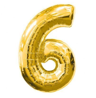 Куля фольгована цифра "6", ЗОЛОТО — 70 см (30 дюймів)