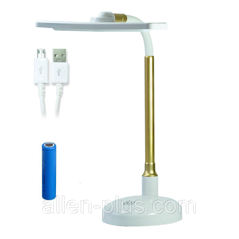 Настільна лампа JEDEL LD-904 white-gold (USB + акумулятор, ЗП micro USB, сенсор, 3 режими, фото 1