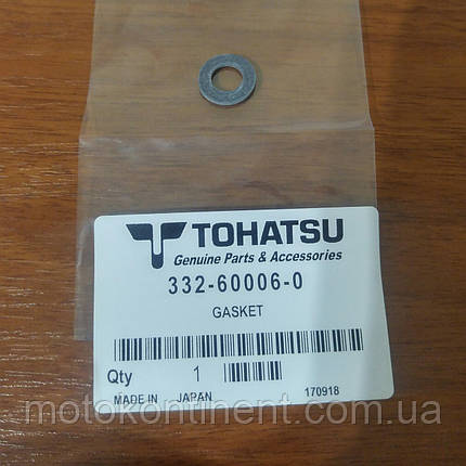 332-60006-0 Прокладка зливний / заливний пробки редуктора Tohatsu, фото 1