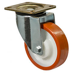 Колесо 6302-M-081-Р, Ø 80 мм, 63 Medium, поворотне колесо посилене з кріпильною панеллю, підшипник ковзання, складське колесо
