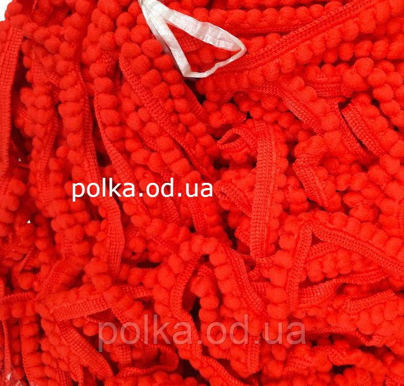 Червона бахрома з маленькими помпонами (1уп-90метрів)